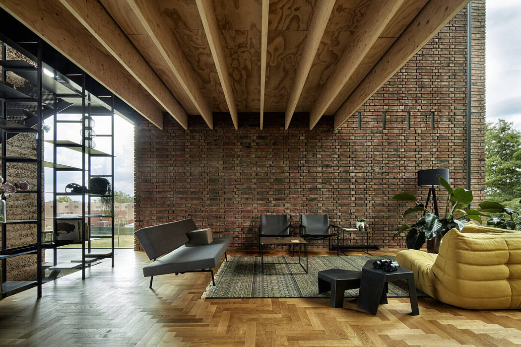 Brick House with Rammed Earth Wall by Ast77 - 1