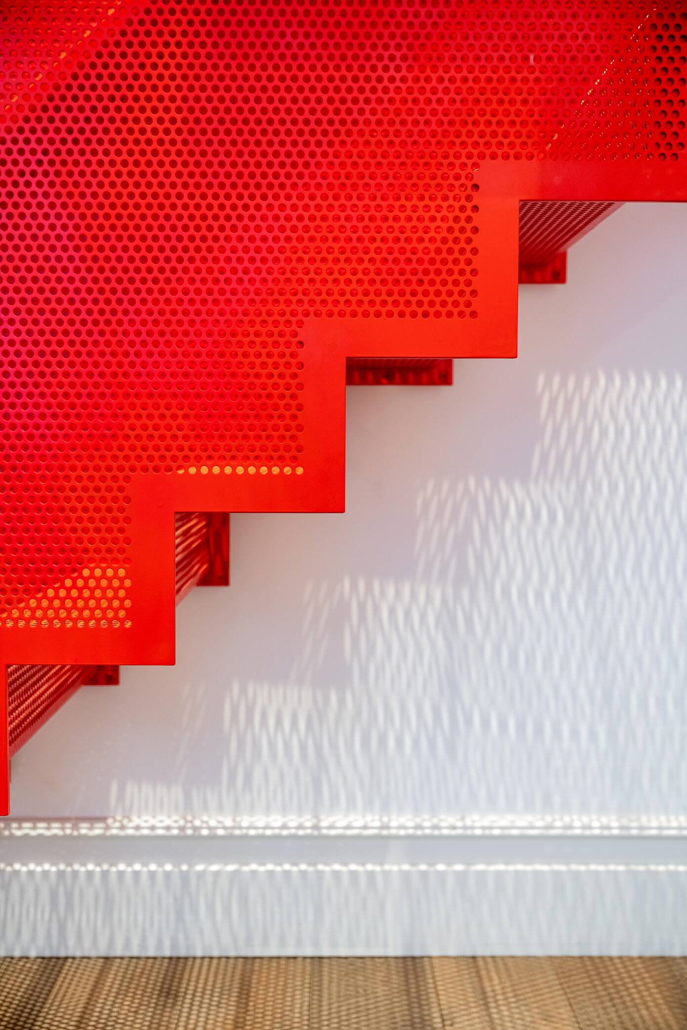 Floating Red Staircase by Michaelis Boyd