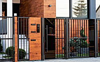 Modern house exterior with safety gate.