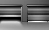 Garage doors, hangar entrance with roller shutters