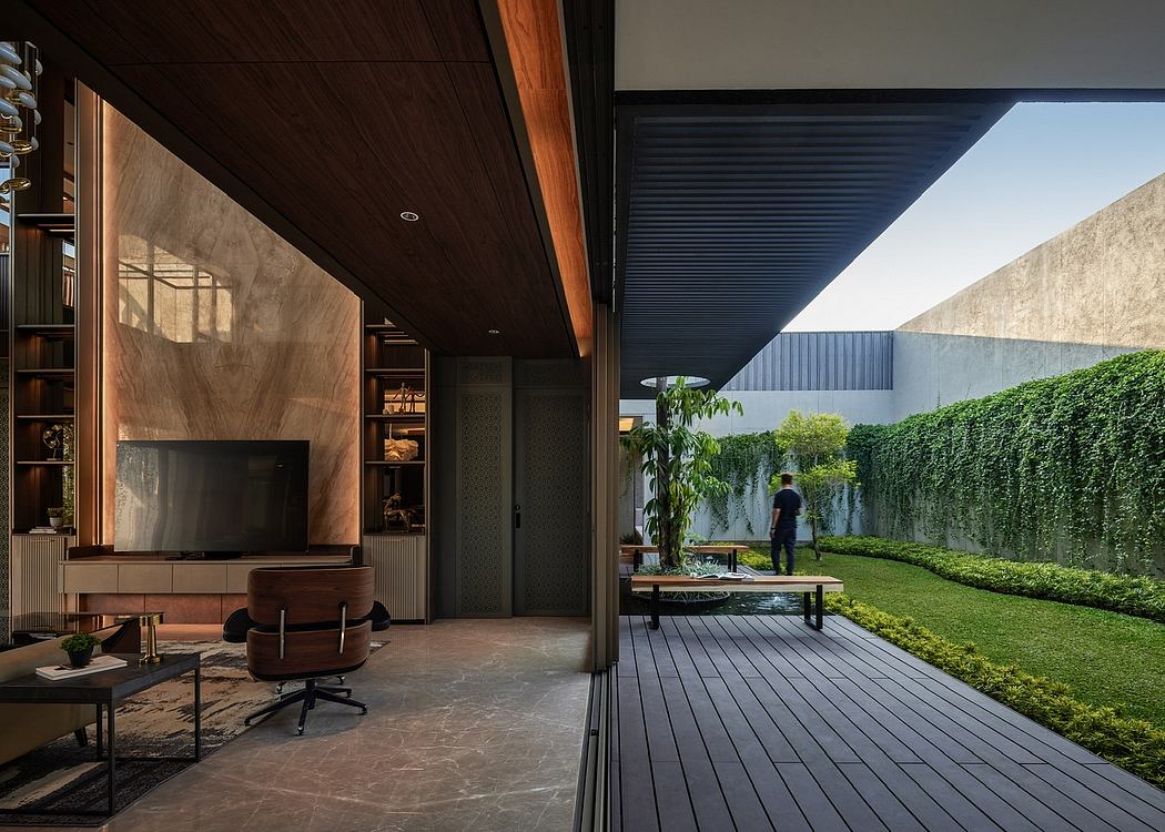 Contemporary living space with garden view.