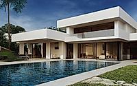 Luxury pool villa spectacular contemporary design digital art real estate , home, house and property, Generative AI illustration.