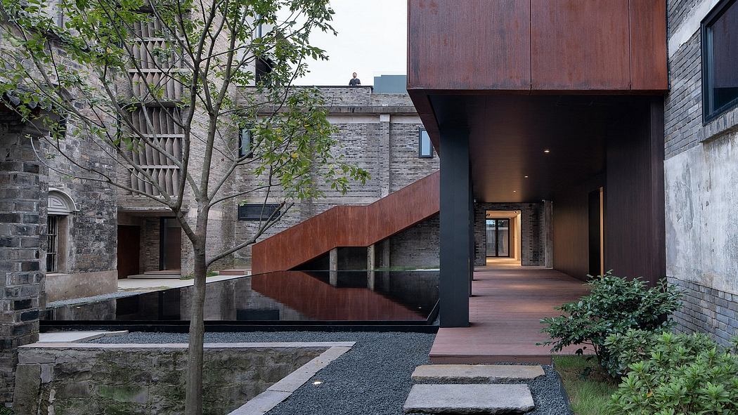 Striking modern architecture featuring bold angles, materials, and landscaping elements.