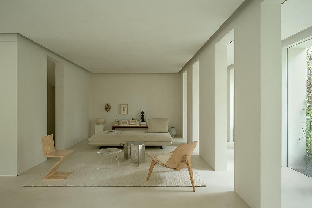 Minimalist living room with clean lines, natural materials, and thoughtful decor placement.