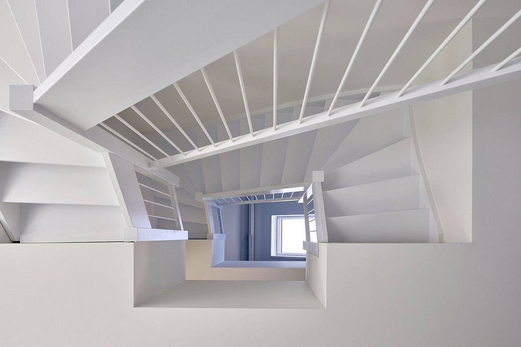 Striking staircase design with intricate geometric patterns and clean, minimalist aesthetic.