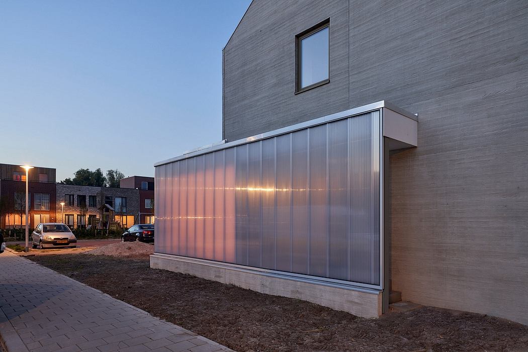 Modern architectural design featuring translucent panels and sleek, minimalist facade.