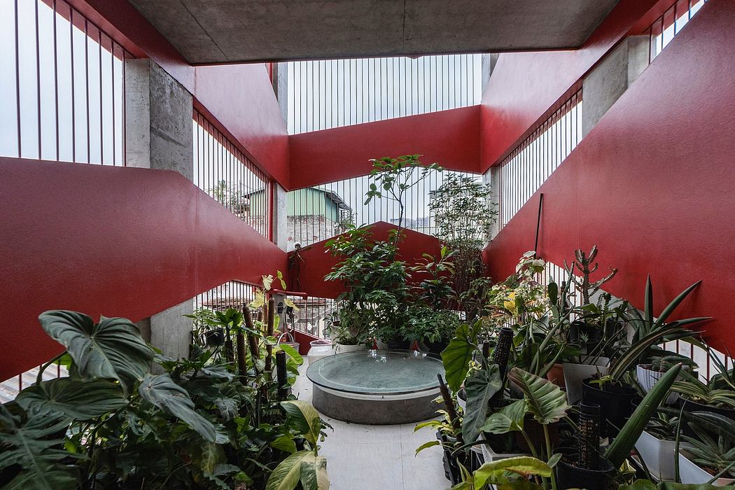 A vibrant indoor garden oasis with lush vegetation and a contemporary architectural design.