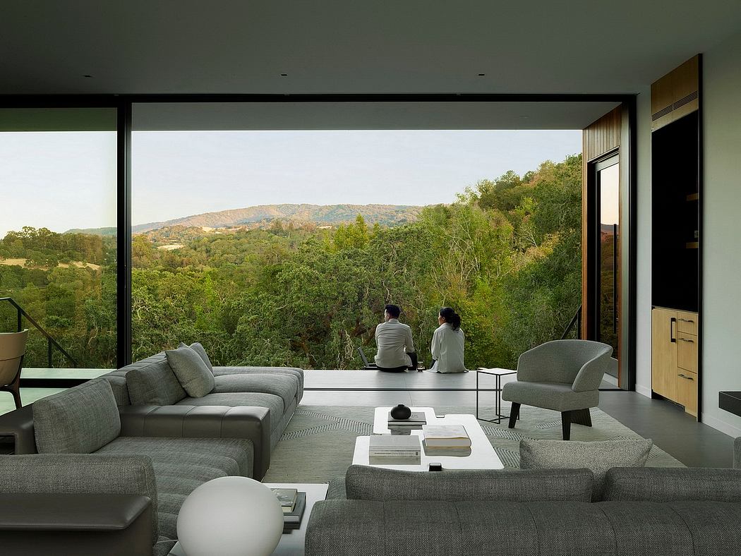 Stunning modern living space with panoramic views and minimalist, luxurious design.