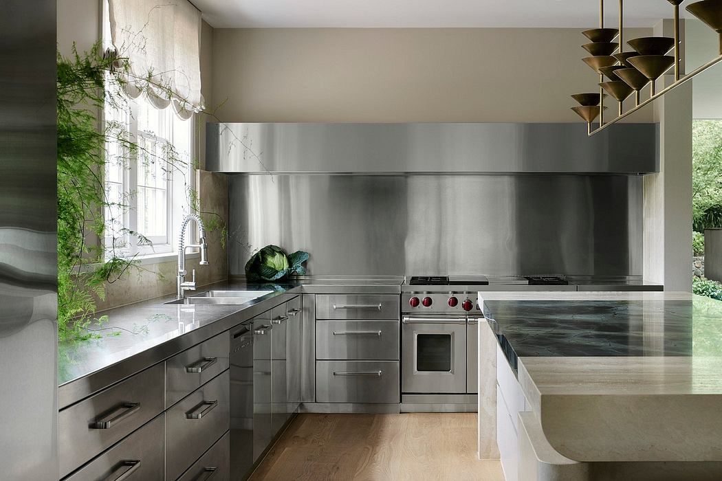Sleek, modern kitchen with stainless steel appliances, minimalist cabinetry, and natural lighting.