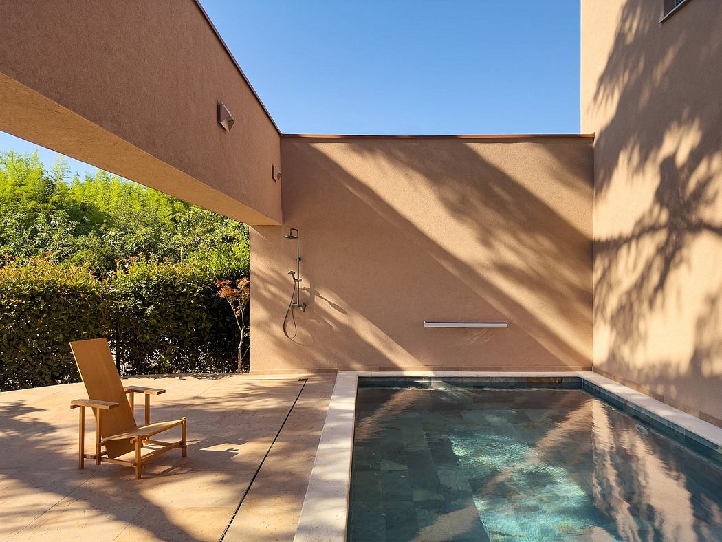 Modern architecture with sleek, contemporary lines and a refreshing outdoor pool.