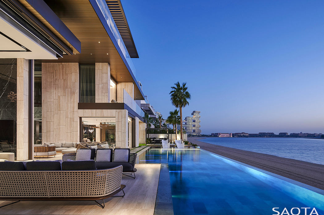 Stunning modern architecture with luxurious outdoor living space and infinity pool.