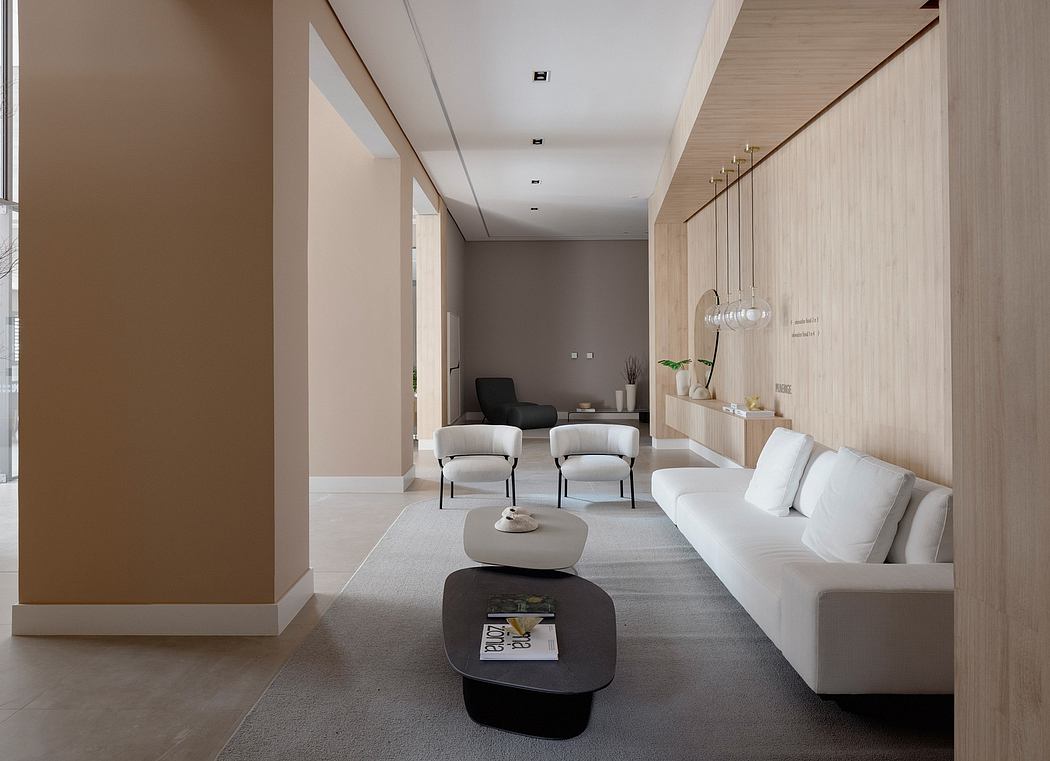 A modern, minimalist living room with sleek, modular furniture and minimalist decor.