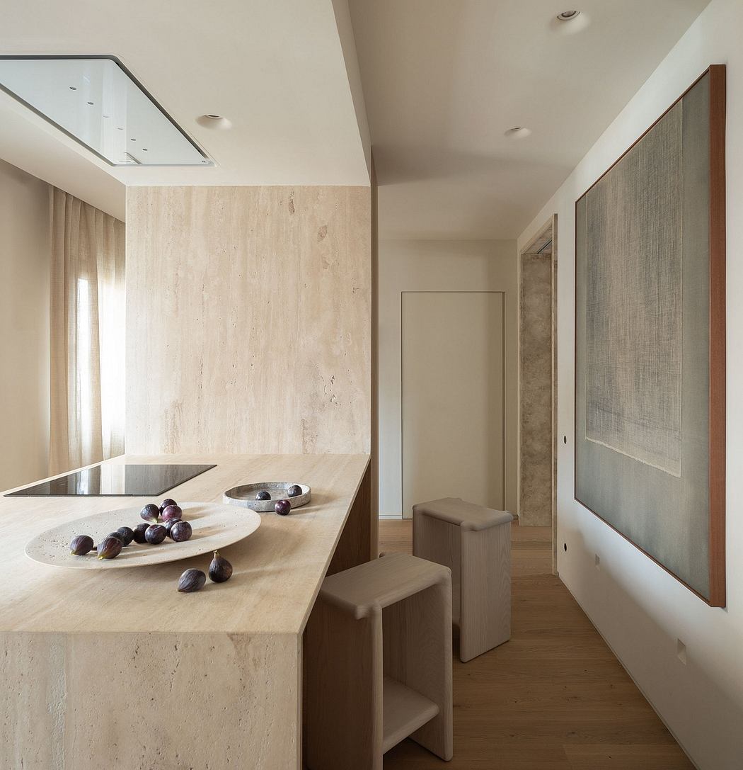 Elegant, minimalist interiors with natural materials, clean lines, and modern furnishings.