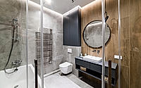 Interior design of the bathroom vimnat with gray tiles